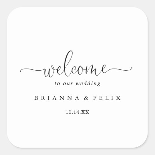 Calligraphy Love Fancy Script Wedding Welcome  Square Sticker