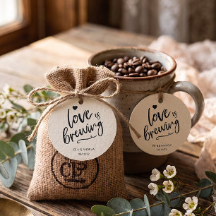 Calligraphy Love is Brewing Wedding Favor Tags