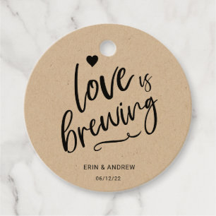 Calligraphy Love is Brewing Wedding Favor Tags