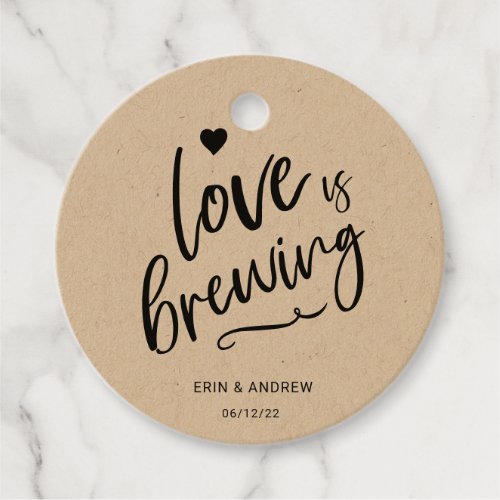 Calligraphy Love is Brewing Wedding Favor Tags