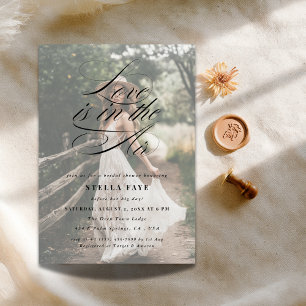 Calligraphy Love is in the Air Bridal Shower Photo Invitation