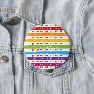 Calligraphy Love Is Love Rainbow Pride Button