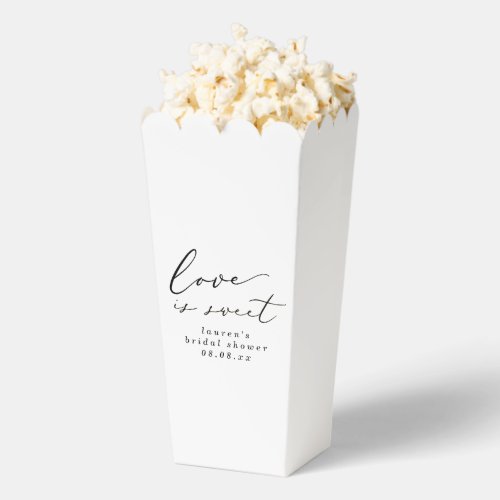 Calligraphy Love is Sweet Bridal Shower Popcorn Favor Boxes