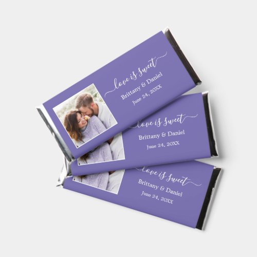 Calligraphy Love is Sweet Photo Wedding Periwinkle Hershey Bar Favors