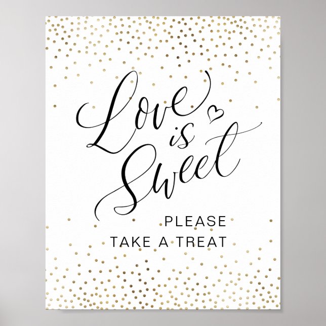 Calligraphy "Love is Sweet" Please Take a Treat Poster (Front)