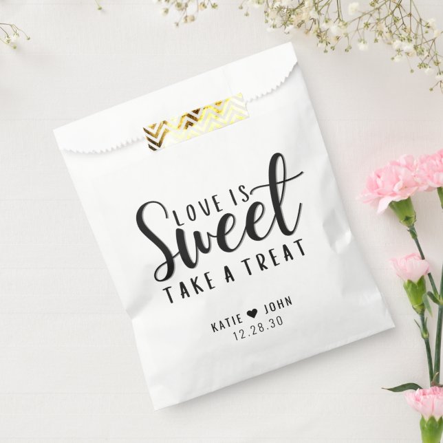 Calligraphy Love is Sweet Take a Treat Wedding Favor Bag (Sealed)