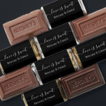 Calligraphy Love Is Sweet Wedding Black Hershey's Miniatures<br><div class="desc">Elegant Calligraphy Love Is Sweet Bride and Groom Name Wedding Chocolate Candy Bars - Black or choose background color</div>