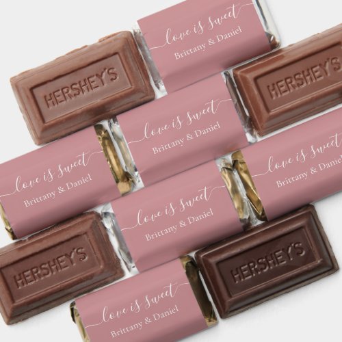Calligraphy Love Is Sweet Wedding Dusty Rose Hershey's Miniatures