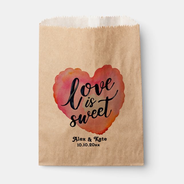 Calligraphy Love is Sweet Wedding Favor Bag (Front)