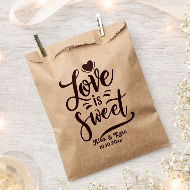Calligraphy Love is Sweet Wedding Favor Bag (Clipped)