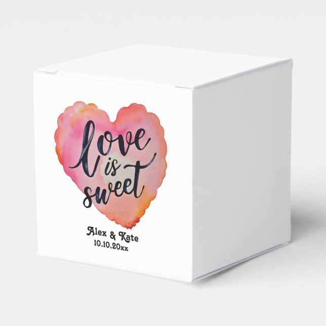 Calligraphy Love is Sweet Wedding Favor Boxes (Front Side)