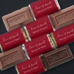 Calligraphy Love Is Sweet Wedding Red Hershey's Miniatures<br><div class="desc">Elegant Calligraphy Love Is Sweet Bride and Groom Name Wedding Chocolate Candy Bars - Red or choose background color</div>