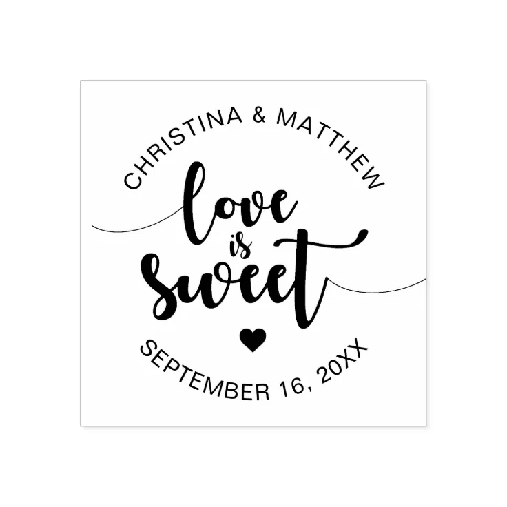 Calligraphy Love Is Sweet Wedding Rubber Stamp Zazzle
