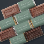 Calligraphy Love Is Sweet Wedding Sage Green Hershey's Miniatures<br><div class="desc">Elegant Calligraphy Love Is Sweet Bride and Groom Name Wedding Chocolate Candy - Sage Green or choose background color</div>