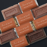 Calligraphy Love Is Sweet Wedding Terracotta Hershey's Miniatures<br><div class="desc">Elegant Calligraphy Love Is Sweet Bride and Groom Name Wedding Chocolate Candy Bars - Terracotta or choose background color</div>