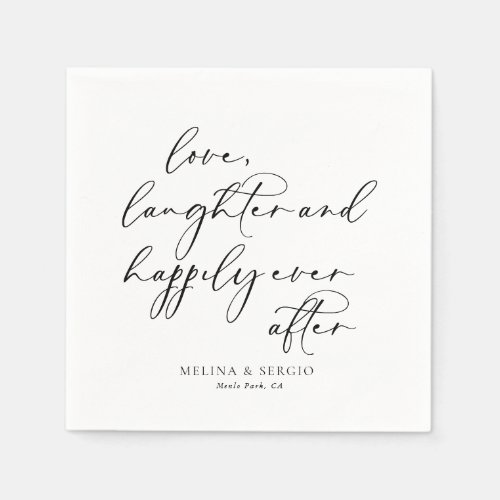 Calligraphy Love Laughter and Happily Ever After Napkins