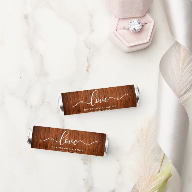 Calligraphy Love Rustic Wood Wedding Breath Savers® Mints (Wedding)