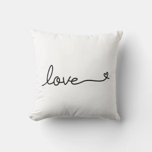 Calligraphy Love Text with heart Valentine's Day Throw Pillow