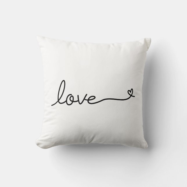 Calligraphy Love Text with heart Valentine's Day Throw Pillow (Front)