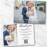 Calligraphy Love Thanks QR Code 2 Photo Wedding