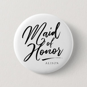 Calligraphy  Maid of Honor elegant Button