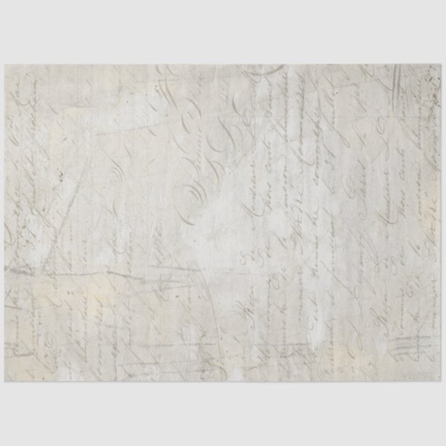 Calligraphy Marble Script Gray Beige Decoupage Tissue Paper (Front)