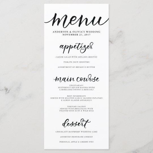 Calligraphy Menu Card | Zazzle.com