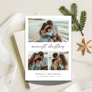Calligraphy Merriest Christmas Family Beach Photo Holiday Card