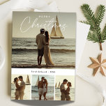 Calligraphy Merry Christmas Nautical Photo Holiday Card<br><div class="desc">Celebrate the season with coastal charm using this nautical Merry Christmas photo card. Elegant calligraphy meets beach-inspired design,  creating a perfect blend for tropical or maritime holiday greetings. Ideal for couples and families,  this simple,  modern card captures warm memories with a unique,  beachy twist.</div>