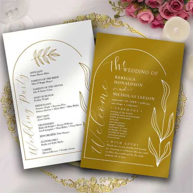 Calligraphy Minimal Text Script Wedding Program | Zazzle