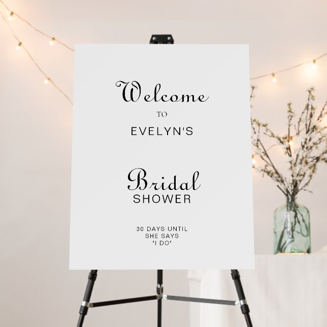Calligraphy Minimalist Bridal Shower Welcome Foam Board (In Situ (Stand))