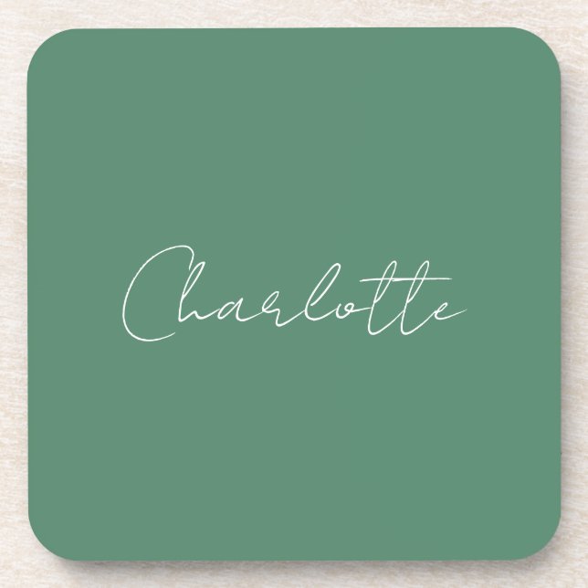 Calligraphy Minimalist Chic Custom Personal Edit Beverage Coaster (Front)