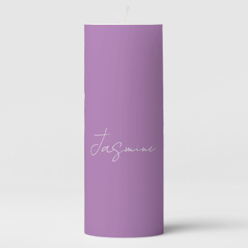 Calligraphy Minimalist Custom Own Name Lavender Pillar Candle