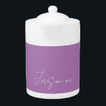 Calligraphy Minimalist Custom Own Name Lavender Teapot<br><div class="desc">There's no need for confusion. A plain,  simple,  innovative design. This is you.</div>
