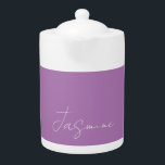 Calligraphy Minimalist Custom Own Name Lavender Teapot<br><div class="desc">There's no need for confusion. A plain,  simple,  innovative design. This is you.</div>