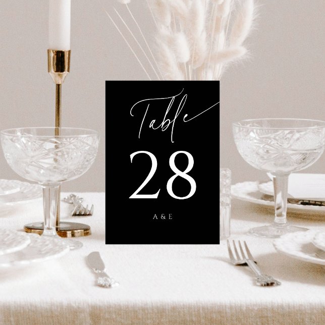 Calligraphy Minimalist Delicate Wedding Black Table Number (Creator Uploaded)