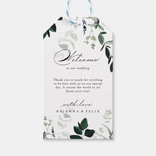 Calligraphy Minimalist Greenery Wedding Welcome Gift Tags