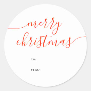 Calligraphy Minimalist Merry Christmas Gift Classic Round Sticker
