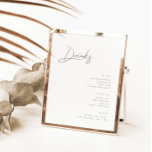 Calligraphy Minimalist Modern Bar Menu Sign<br><div class="desc">Design features an handwritten font and modern minimalist design. Designed to coordinate with for the «ESSENTIALS» Wedding Invitation Collection. To change details,  click «Personalize». View the collection link on this page to see all of the matching items in this beautiful design or see the collection here: https://bit.ly/3iNzQAD</div>