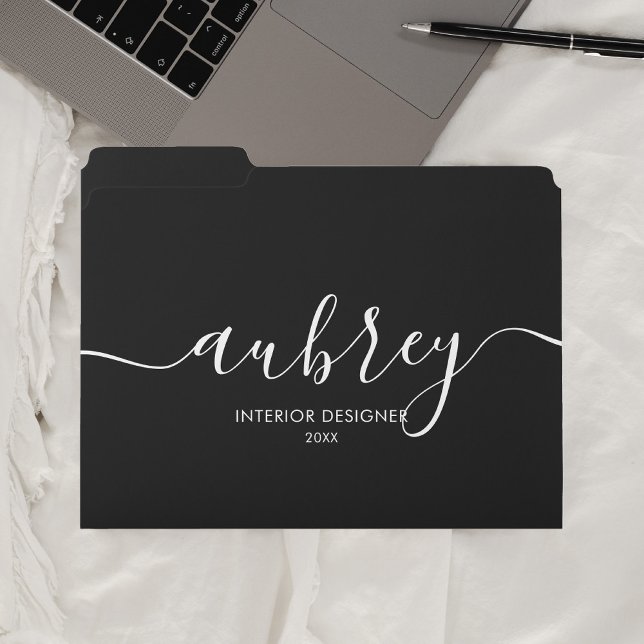 Calligraphy Minimalist Modern Black File Folder (Creator Uploaded)