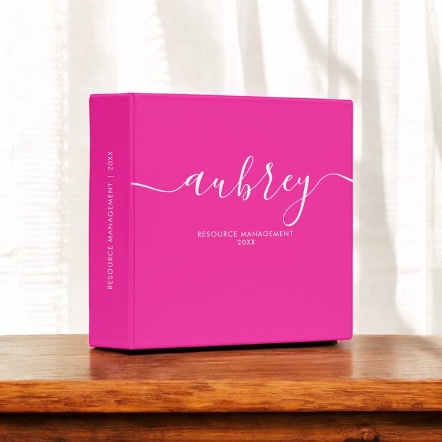 Calligraphy Minimalist Pink Girly 3 Ring Binder (Creator Uploaded)