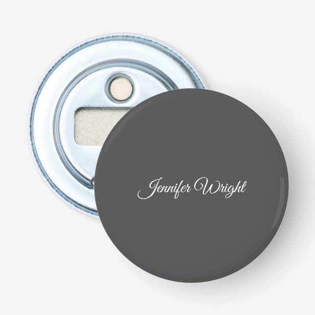 Calligraphy minimalist plain modern grey bottle opener (Front)
