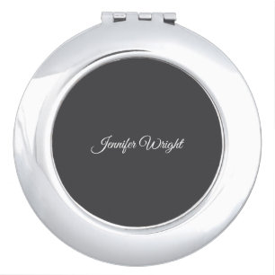 Calligraphy minimalist plain modern grey compact mirror