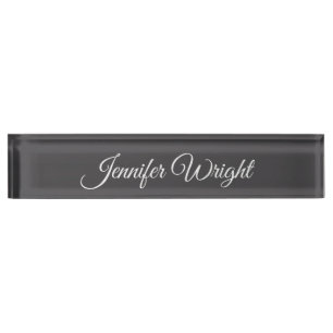 Calligraphy minimalist plain modern grey desk name plate