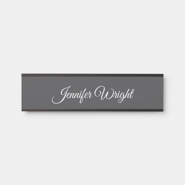 Calligraphy minimalist plain modern grey door sign (Front)