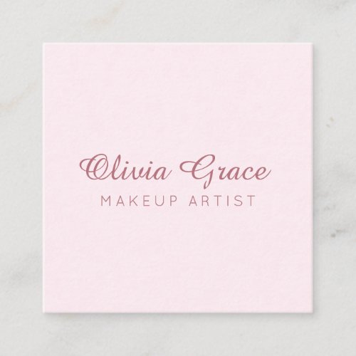 Calligraphy Minimalist, Professional Blush Pink Square Business Card