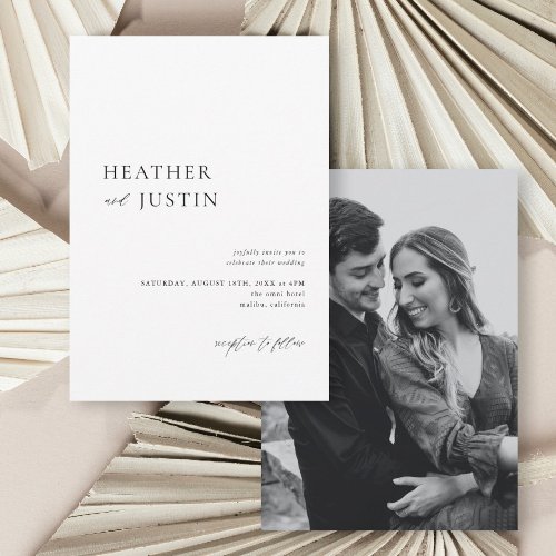 Calligraphy Minimalist Wedding Photo Invitation