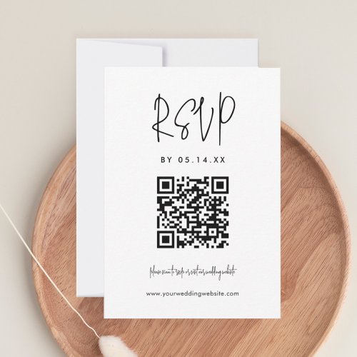 Calligraphy Minimalist Wedding QR Code RSVP Card