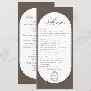 Calligraphy Mocha Brown Wedding Two Side Menu