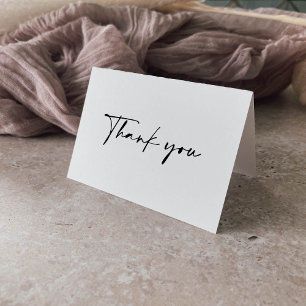 Calligraphy Modern Elegant Folded Wedding Thank You Card